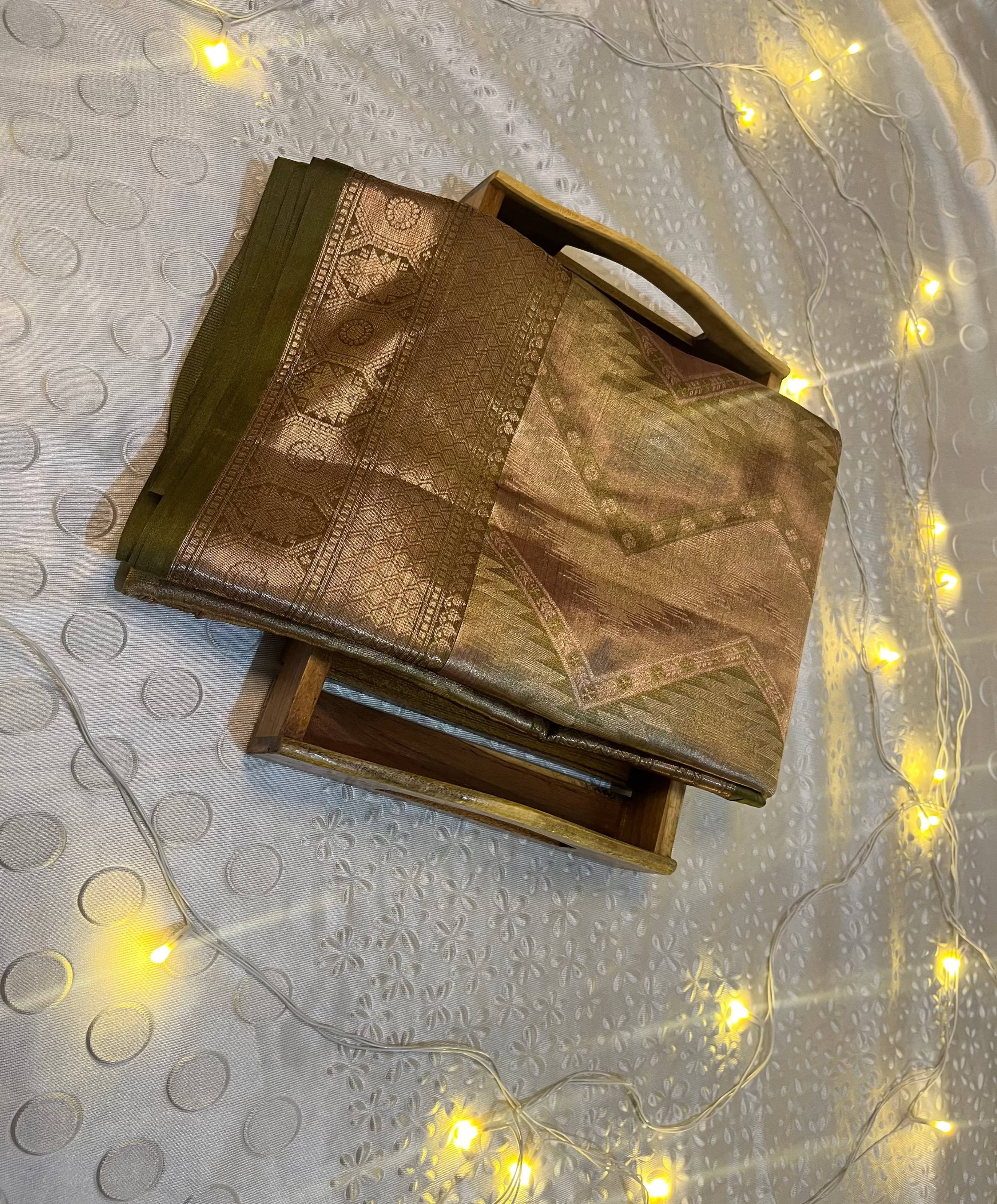 Soft metallic silky gold base with golden border - Premium quality and Wholesale Price Elegance