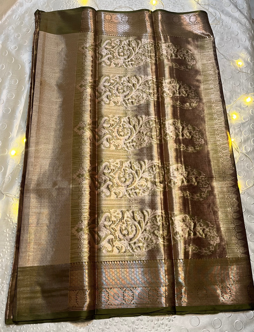Soft metallic silky gold base with golden border - Premium quality and Wholesale Price Elegance