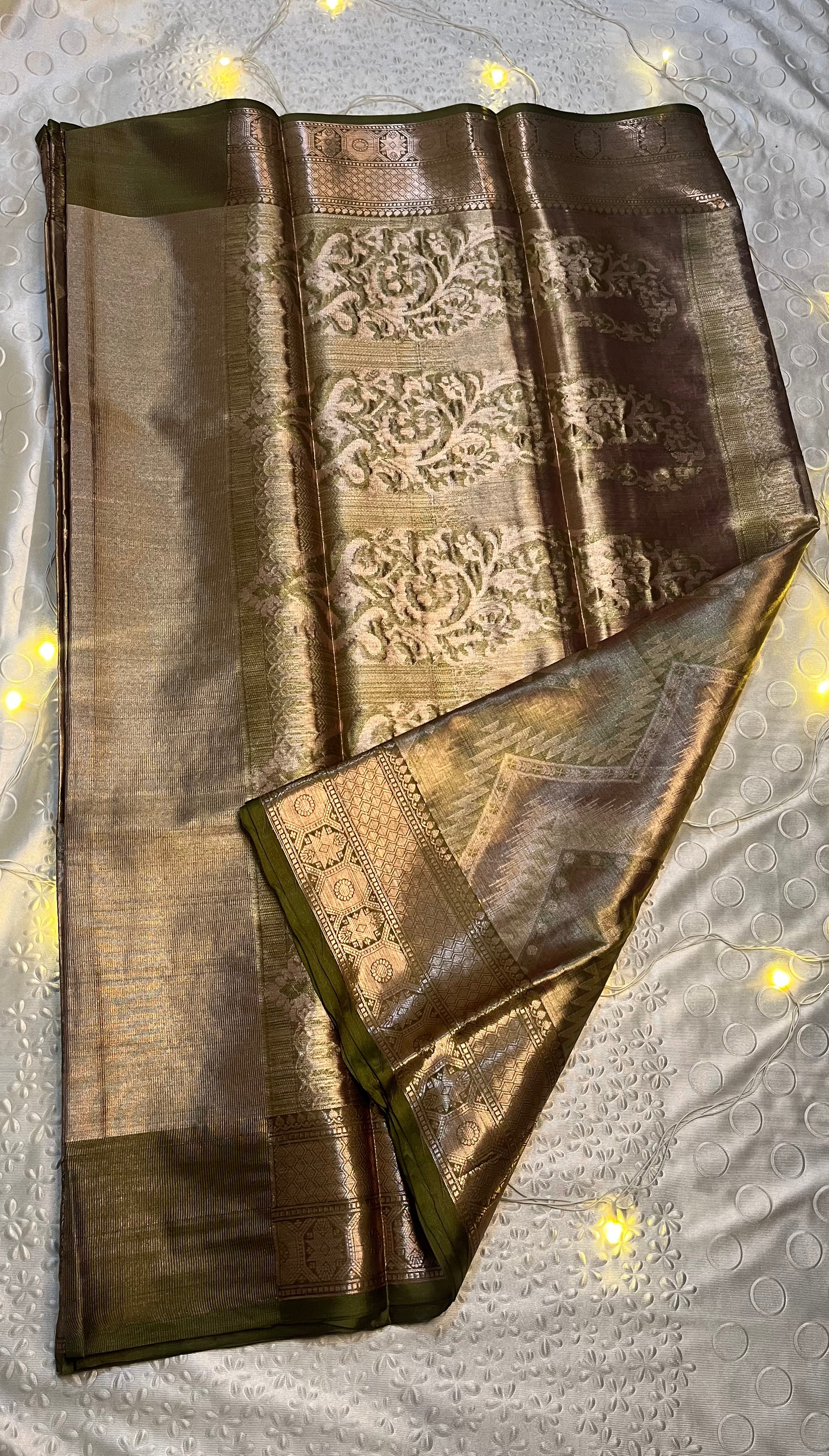 Soft metallic silky gold base with golden border - Premium quality and Wholesale Price Elegance
