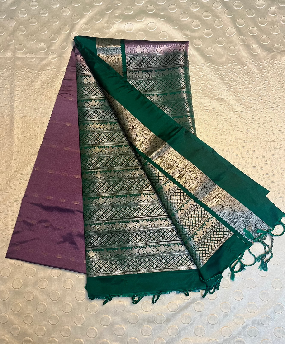 Purple and green semi silk saree - Premium quality and Wholesale price elegance