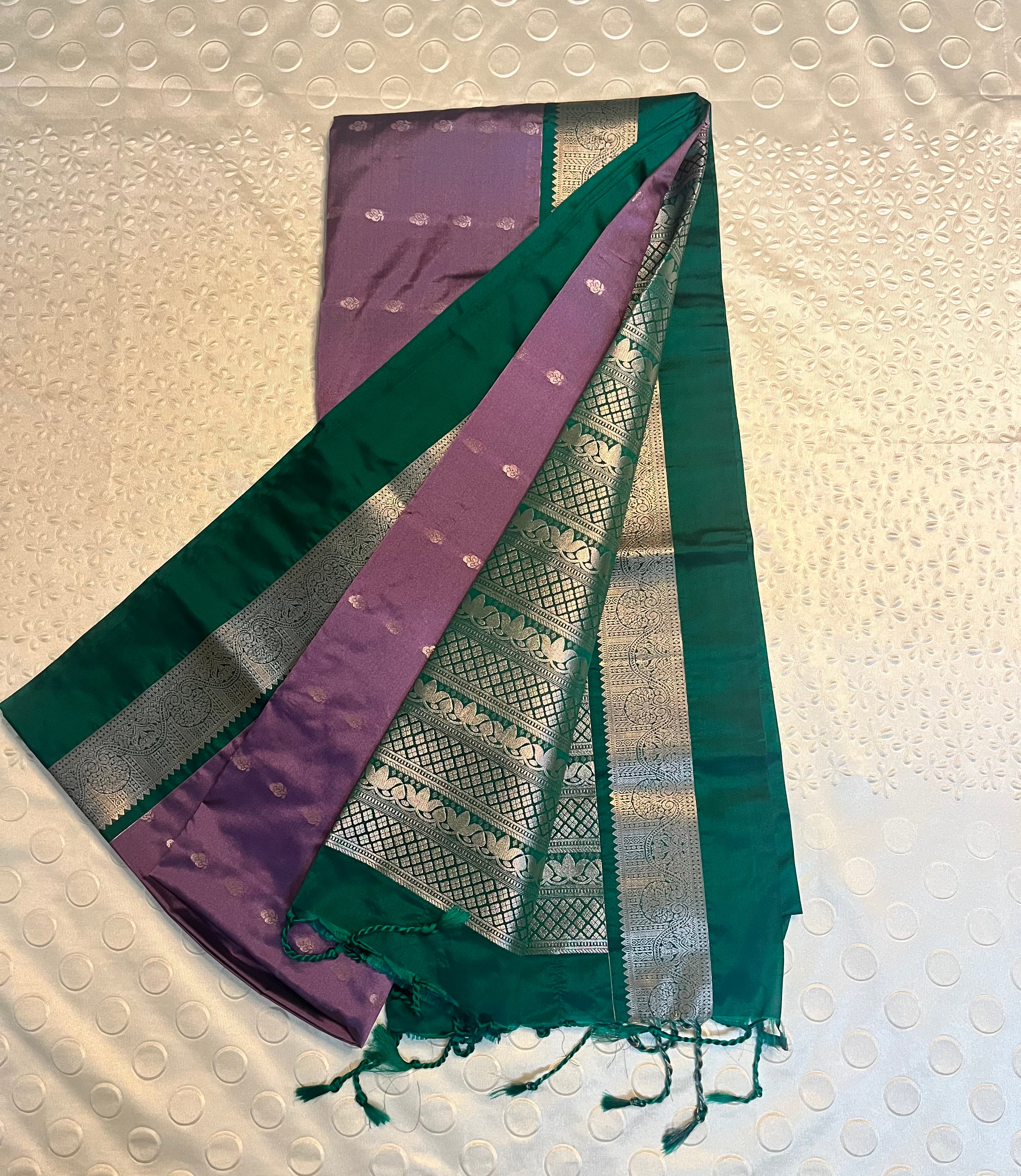 Purple and green semi silk saree - Premium quality and Wholesale price elegance